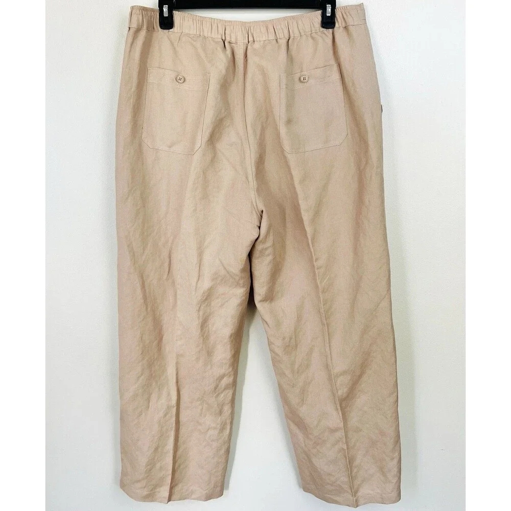 Mojito Collection Linen Blend Beige Pants 40x30 Drawstring Casual Resort Coastal